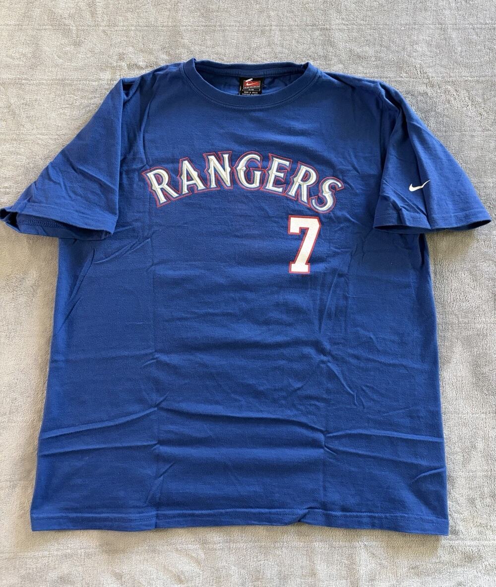 Nike Texas Rangers T-Shirt Pudge Ivan Rodriguez Blue Youth XL